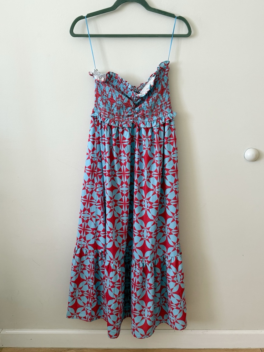 Petal and Pup Blue and Red Smocked Tiered Sundress